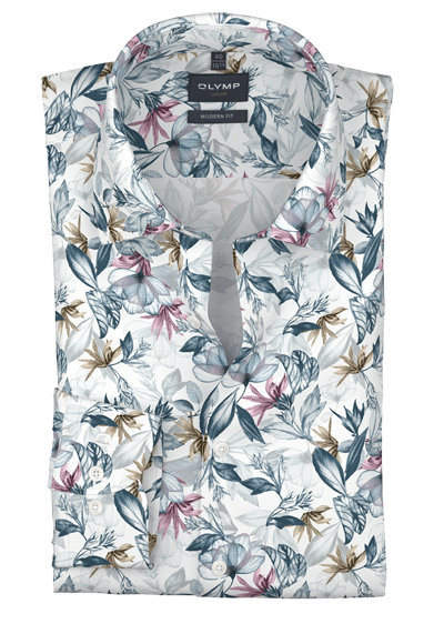 Produktbild f&uuml;r 'OLYMP Luxor modern fit Hemd extra langer Arm New Kent Kragen Blumenmuster blau'