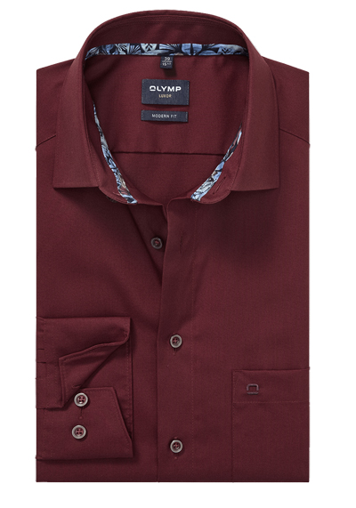Produktbild f&uuml;r 'OLYMP Luxor modern fit Hemd extra langer Arm New Kent Kragen Chambray dunkelrot'