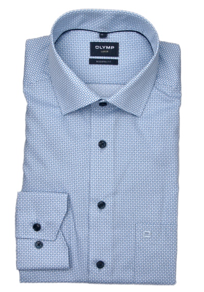 Produktbild für 'OLYMP Luxor modern fit Hemd extra langer Arm New Kent Kragen Muster blau'