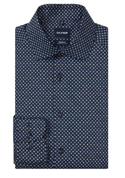 Produktbild f&uuml;r 'OLYMP Luxor modern fit Hemd extra langer Arm New Kent Kragen Muster blau'