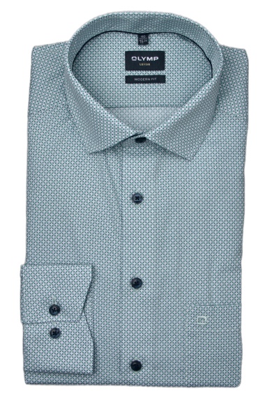 Produktbild für 'OLYMP Luxor modern fit Hemd extra langer Arm New Kent Kragen Muster grn'
