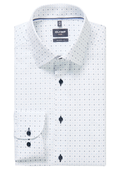 Produktbild f&uuml;r 'OLYMP Luxor modern fit Hemd extra langer Arm New Kent Kragen Muster wei�'