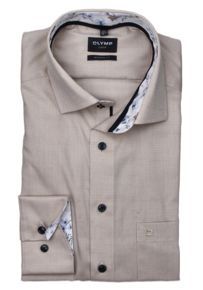 Produktbild für 'OLYMP Luxor modern fit Hemd extra langer Arm New Kent Kragen Struktur beige'