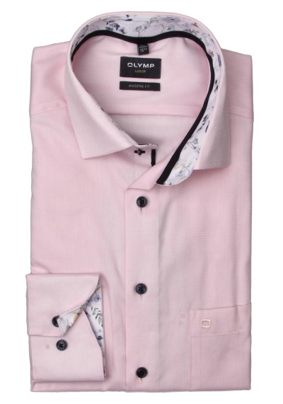 Produktbild für 'OLYMP Luxor modern fit Hemd extra langer Arm New Kent Kragen Struktur rosa'