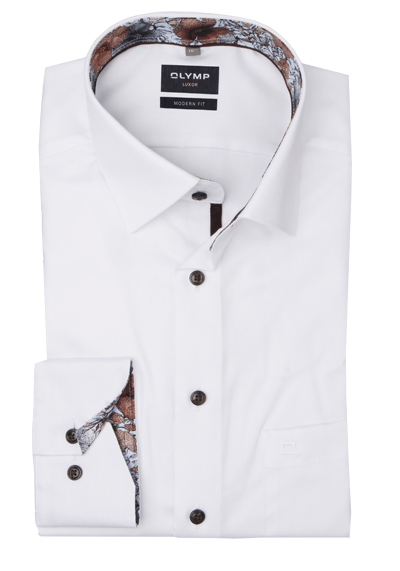 Produktbild für 'OLYMP Luxor modern fit Hemd extra langer Arm New Kent Kragen Struktur wei'