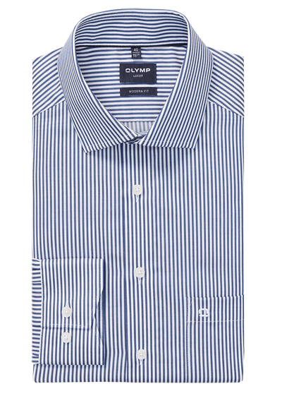 Produktbild f&uuml;r 'OLYMP Luxor modern fit Hemd extra langer Arm New Kent Kragen Twill Streifen hellblau'