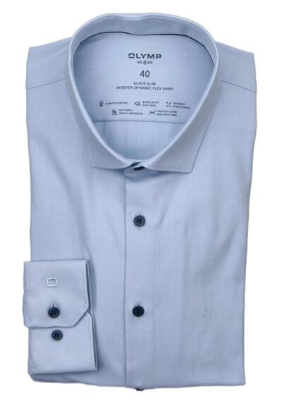 Produktbild für 'OLYMP No. Six 24/Seven super slim Hemd Langarm Haifischkragen Twill hellblau'
