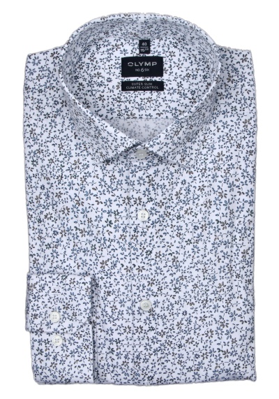 Produktbild für 'OLYMP No. Six 24/Seven super slim Hemd extra langer Arm Blumenmuster wei'