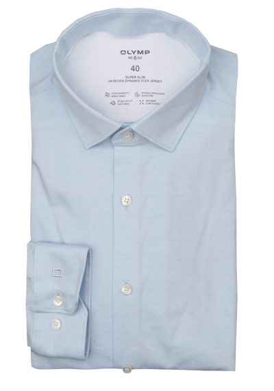 Produktbild für 'OLYMP No. Six 24/Seven super slim Hemd extra langer Arm Jersey Muster hellblau'