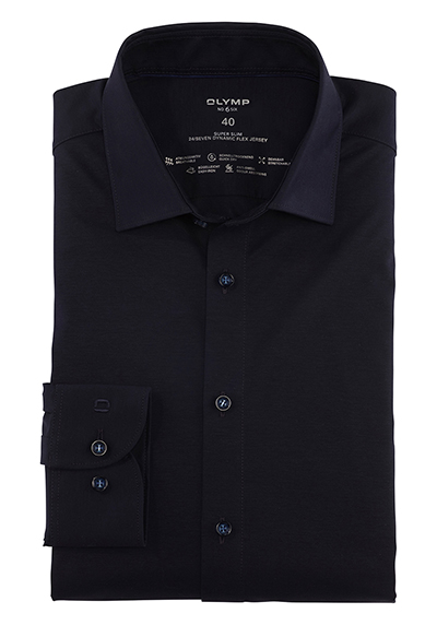 OLYMP No. Six 24/Seven super slim Hemd extra langer Arm Jersey nachtblau