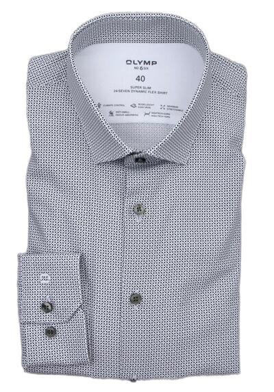 Produktbild für 'OLYMP No. Six 24/Seven super slim extra langer Arm New Kent Kragen Muster wei'