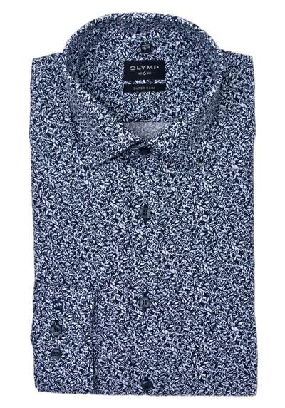 Produktbild für 'OLYMP No. Six super slim Hemd Langarm New Kent Kragen Muster blau'
