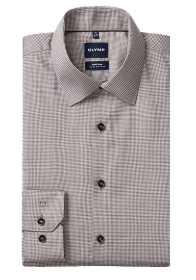 Produktbild f&uuml;r 'OLYMP No. Six super slim Hemd Langarm New Kent Kragen Muster braun'