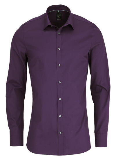 OLYMP No. Six super slim Hemd Langarm New Kent Kragen aubergine
