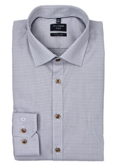 Produktbild für 'OLYMP No. Six super slim Hemd extra langer Arm New Kent Kragen Muster braun'