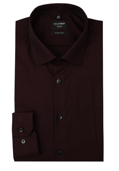 Produktbild f&uuml;r 'OLYMP No. Six super slim Hemd extra langer Arm New Kent Kragen Muster rot'