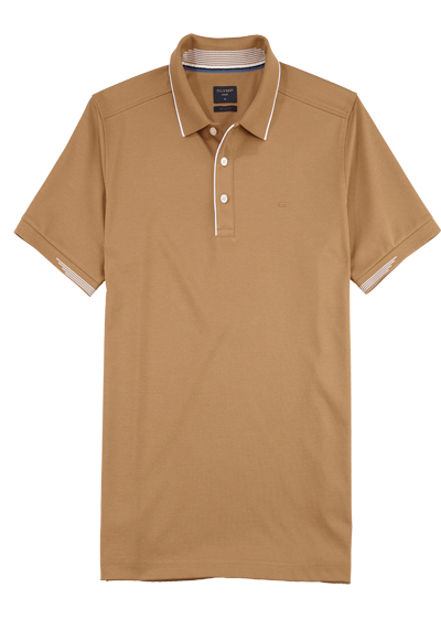 Produktbild für 'OLYMP Regular Fit Polo Halbarm geknpfter Polokragen Active Dry COOLMAX hellbraun'