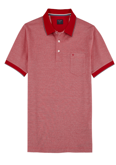 Produktbild für 'OLYMP Regular Fit Polo Halbarm geknpfter Polokragen Baumwolle dunkelrot'