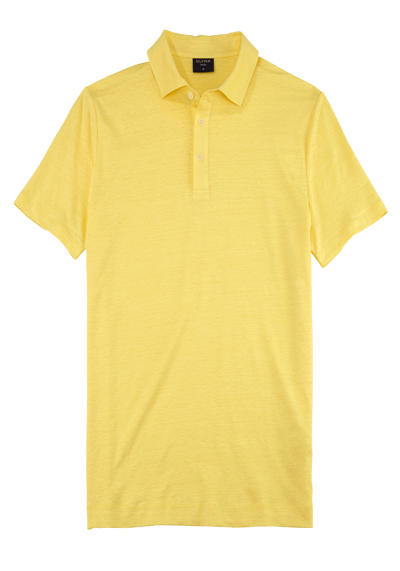 Produktbild für 'OLYMP Regular Fit Polo Halbarm geknpfter Polokragen Leinen Stretch gelb'