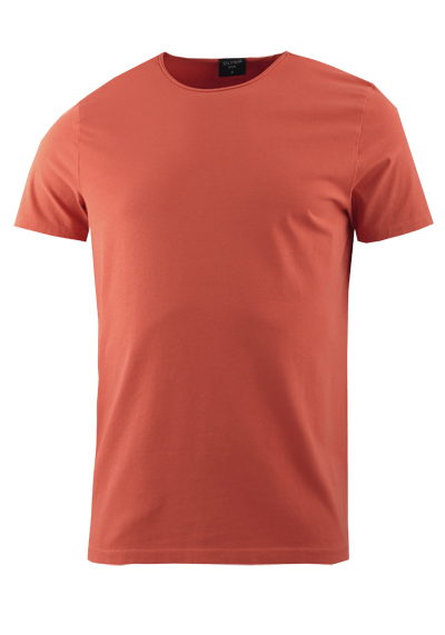 OLYMP Regular Fit T-Shirt Halbarm Rundhals Baumwolle Stretch Jersey lachs