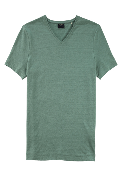 Produktbild für 'OLYMP Regular Fit T-Shirt Halbarm geknpfter V-Ausschnitt Leinenmix mint'