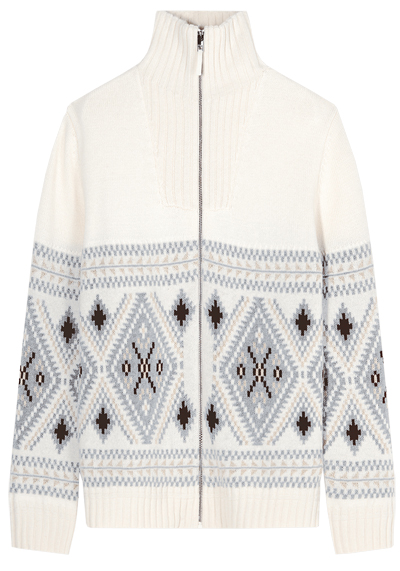 Produktbild f&uuml;r 'OLYMP Strickjacke Langarm Rei�verschluss Muster wei�'