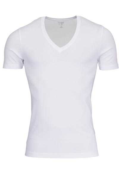 OLYMP T-Shirt Level Five body fit tiefer V-Ausschnitt weiß