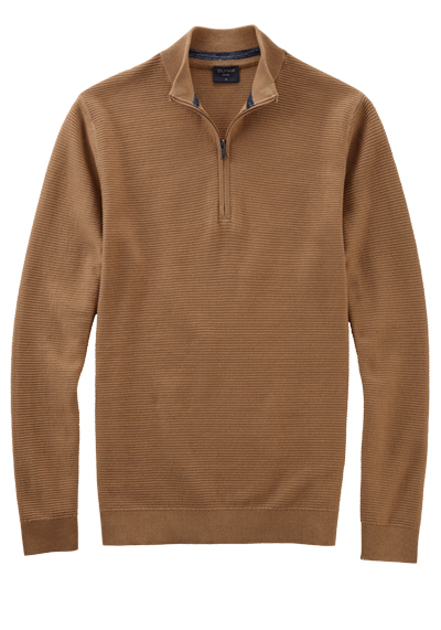 Produktbild für 'OLYMP regular fit Troyer Langarm Stehkragen Zipper hellbraun'
