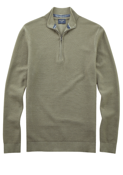 Produktbild für 'OLYMP regular fit Troyer Langarm Stehkragen Zipper oliv'