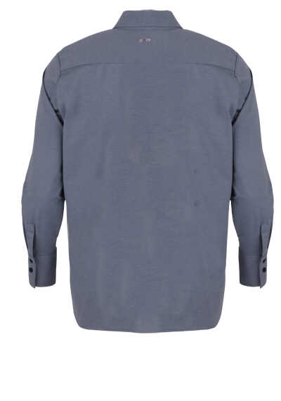 PURE Slim Functional Bluse Hemdkragen Zwei-Knopf-Manschette blau