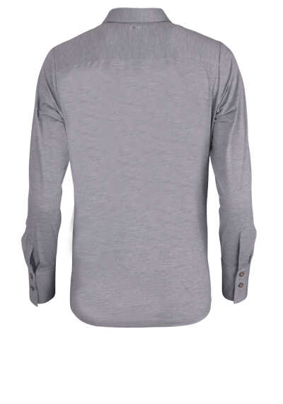 PURE Slim Functional Bluse Hemdkragen Zwei-Knopf-Manschette grau