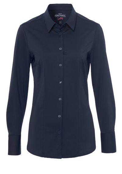 PURE Slim Fit Bluse Langarm Hemdkragen nachtblau