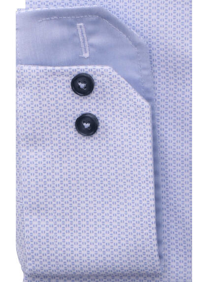 PURE Slim Hemd Langarm Haifischkragen Muster hellblau