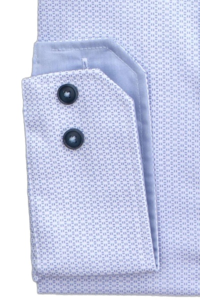 PURE Modern Fit Hemd Langarm New Kent Kragen Muster hellblau