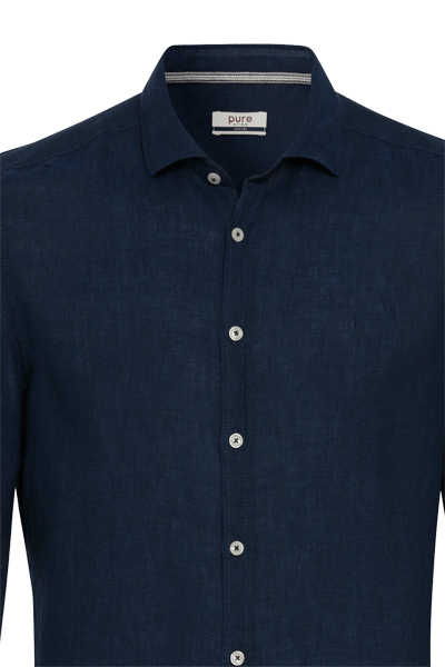 Produktbild f�r 'PURE Casual Fit Hemd Langarm New Kent Kragen nachtblau'