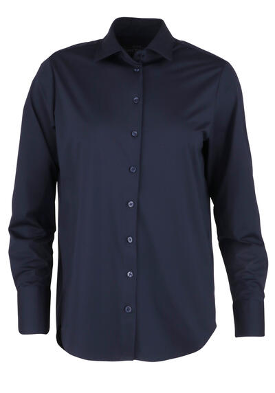 Produktbild für 'PURE Modern Fit Bluse Langarm Hemdkragen Jersey nachtblau'