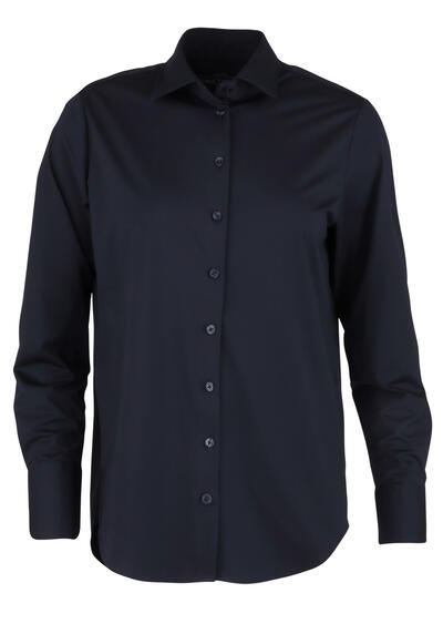Produktbild für 'PURE Modern Fit Bluse Langarm Hemdkragen Jersey schwarz'