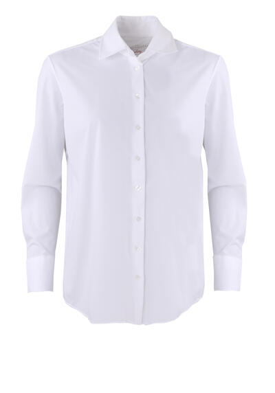 Produktbild für 'PURE Modern Fit Bluse Langarm Hemdkragen Jersey wei'