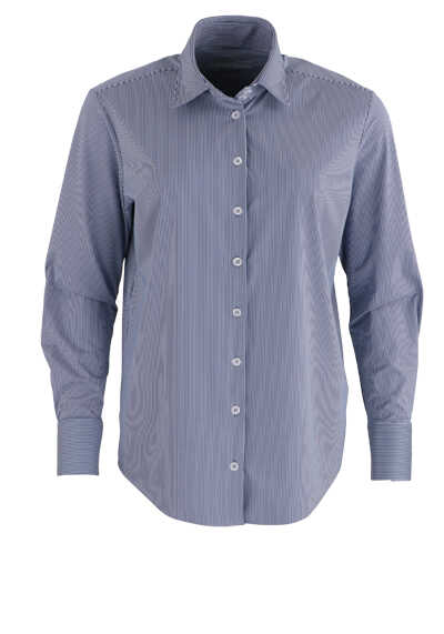 PURE Modern Functional Bluse Hemdenkragen Streifen dunkelblau