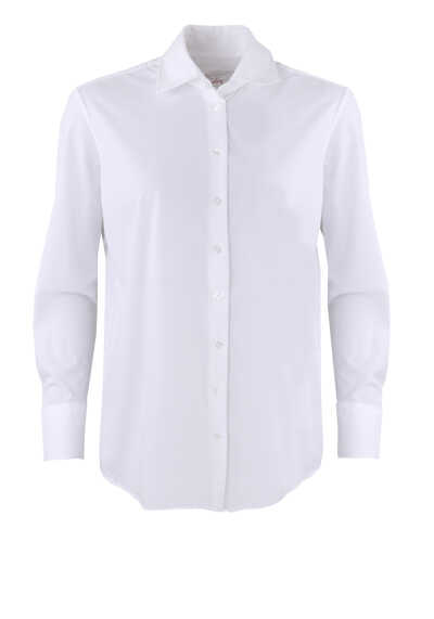 PURE Modern Functional Bluse Hemdkragen Zwei-Knopf-Manschette weiß
