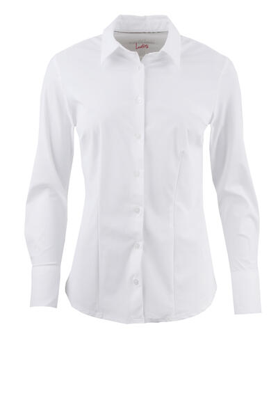 Produktbild für 'PURE Slim Fit Bluse Langarm Hemdkragen wei'