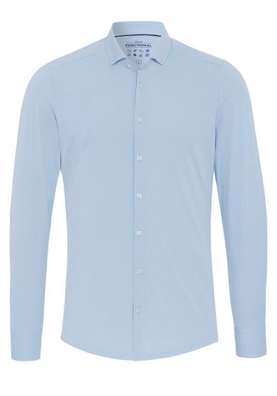 Produktbild für 'PURE Slim Fit Functional Hemd Langarm Button Down Kragen Jersey hellblau'
