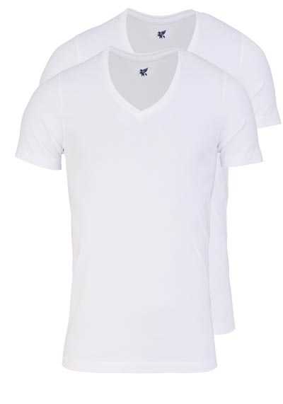 PURE Slim Fit T-Shirt Doppelpack V-Ausschnitt weiß