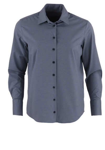 PURE Slim Functional Bluse Hemdkragen Zwei-Knopf-Manschette blau preisreduziert