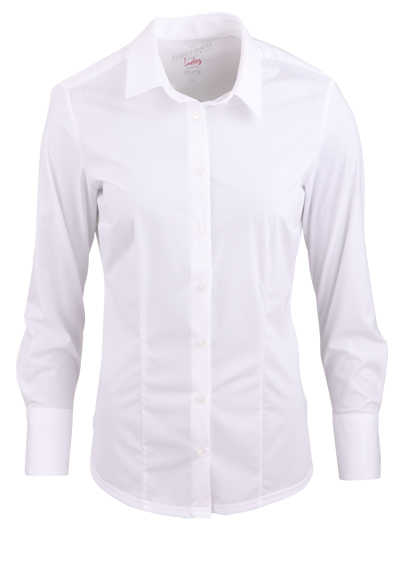 PURE Slim Functional Bluse Hemdkragen Zwei-Knopf-Manschette weiß