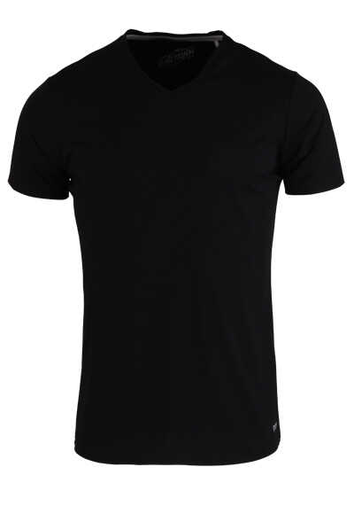 PURE T-Shirt Halbarm V-Ausschnitt schwarz