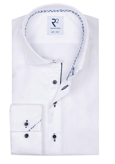 Produktbild für 'R2 AMSTERDAM Modern Fit Hemd extra langer Arm Haifischkragen Twill wei'
