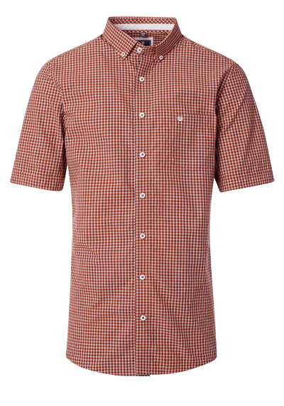 Produktbild für 'REDMOND Casual Comfort Fit Hemd Halbarm Karo orange'
