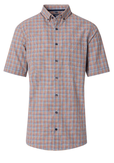 Produktbild für 'REDMOND Casual Comfort Fit Hemd Halbarm Karo orange'