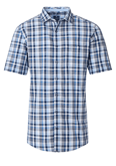 Produktbild für 'REDMOND Casual Comfort Fit Hemd Halbarm Multikaro blau'